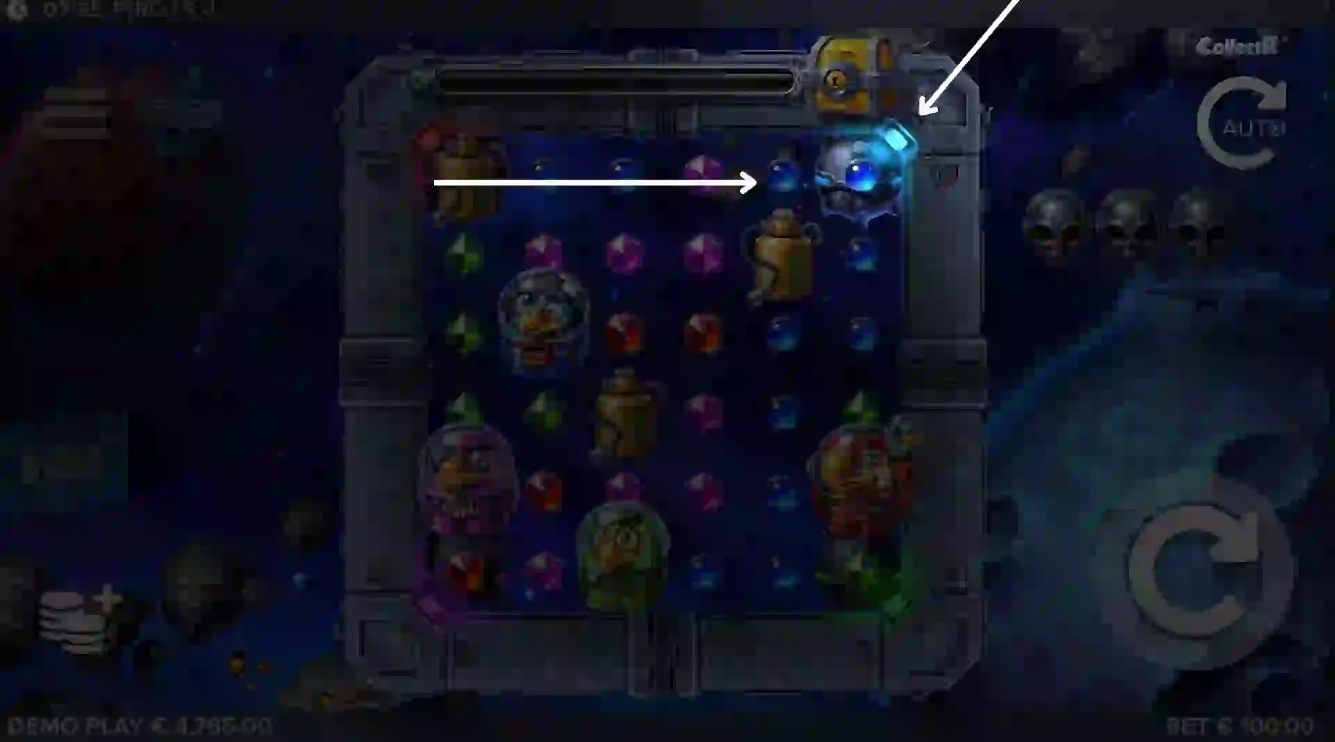 Coincidencia entre el color de la bomba y la gema